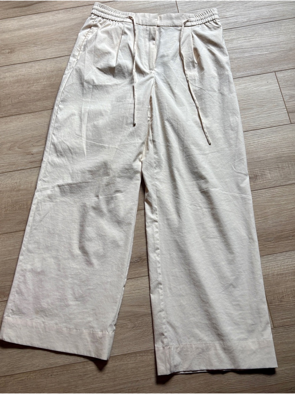 Dynamite Cream Wide-Leg Tie Front Chinos